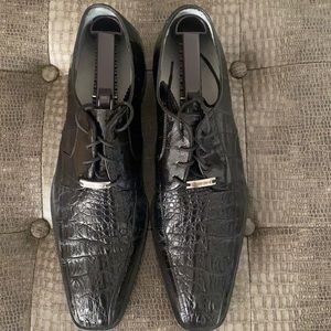 Belvedere Crocodile Lace-up Black Shoes Size 11